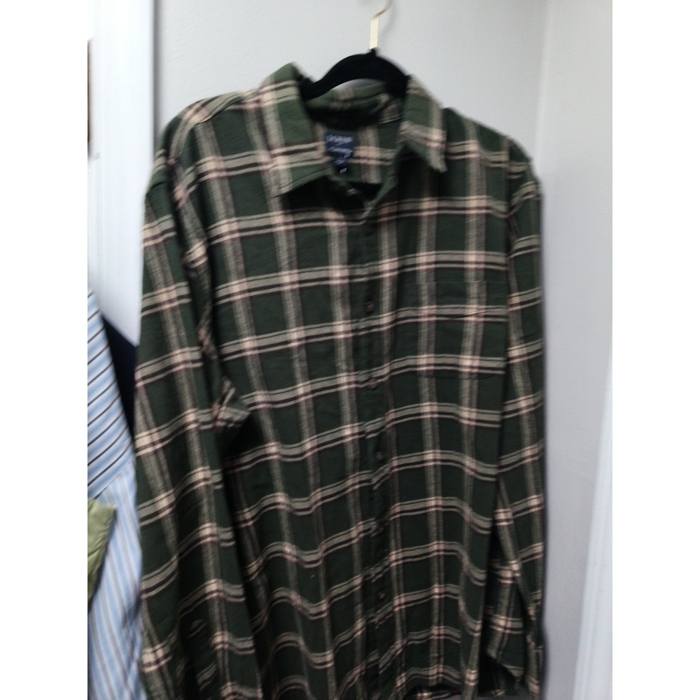J.Crew men's cotton plaid flannel Green button down shirt New(Large)